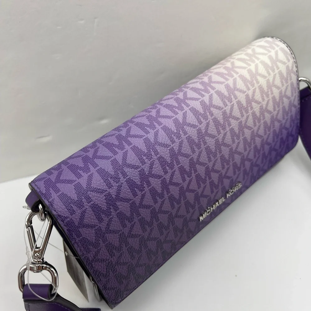MICHAEL KORS Jet Set Large Ombré Signature Logo Crossbody Bag Dark Purple  NWT